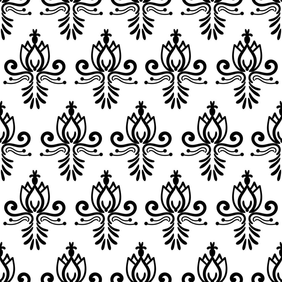 Colorful floral damask seamless pattern with curls, swirls. Curly background. vector