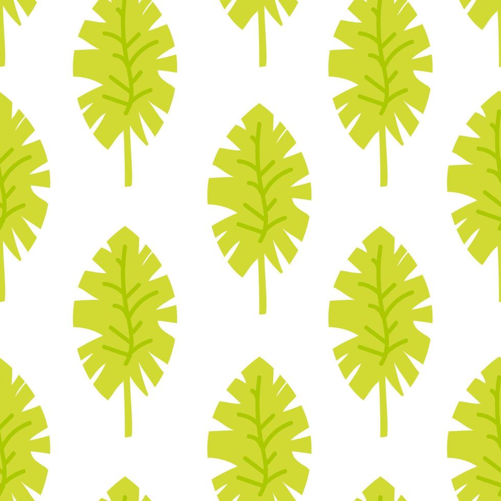 Tropical background with  hand drawn palm leaves on white. Tropic seamless pattern. vector