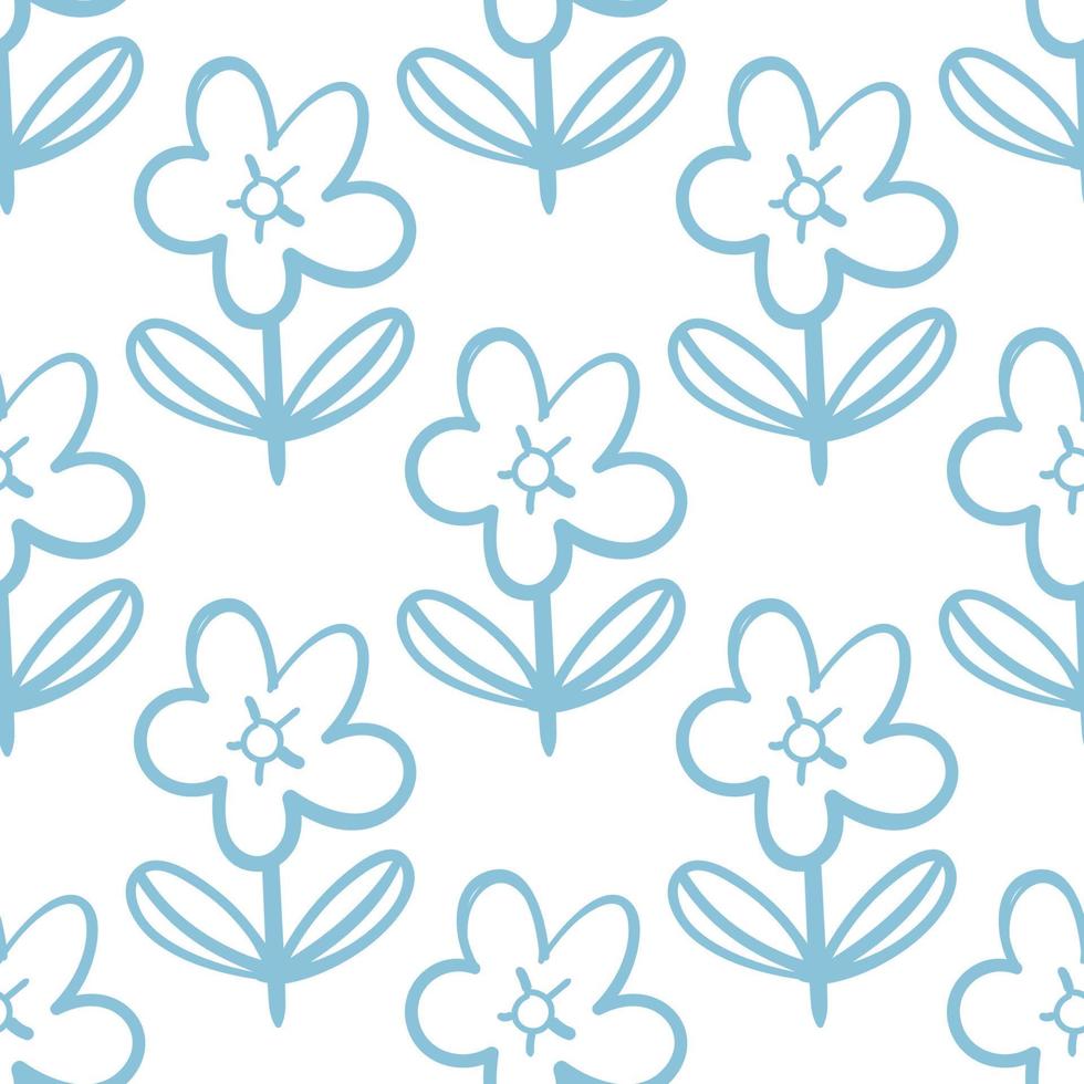 Seamless floral pattern with cute flowers on white. Natural background. vector