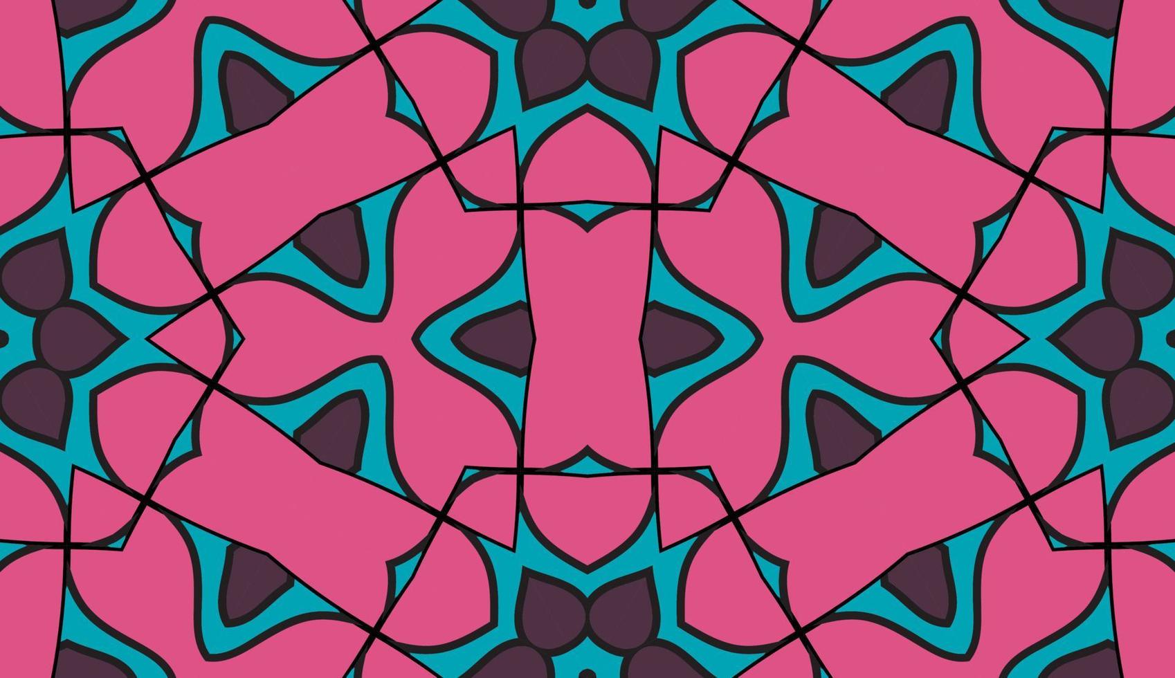 patrón sin costuras de flores geométricas de garabatos coloridos abstractos. fondo floral. mosaico, mosaico geo de adorno de línea delgada. vector