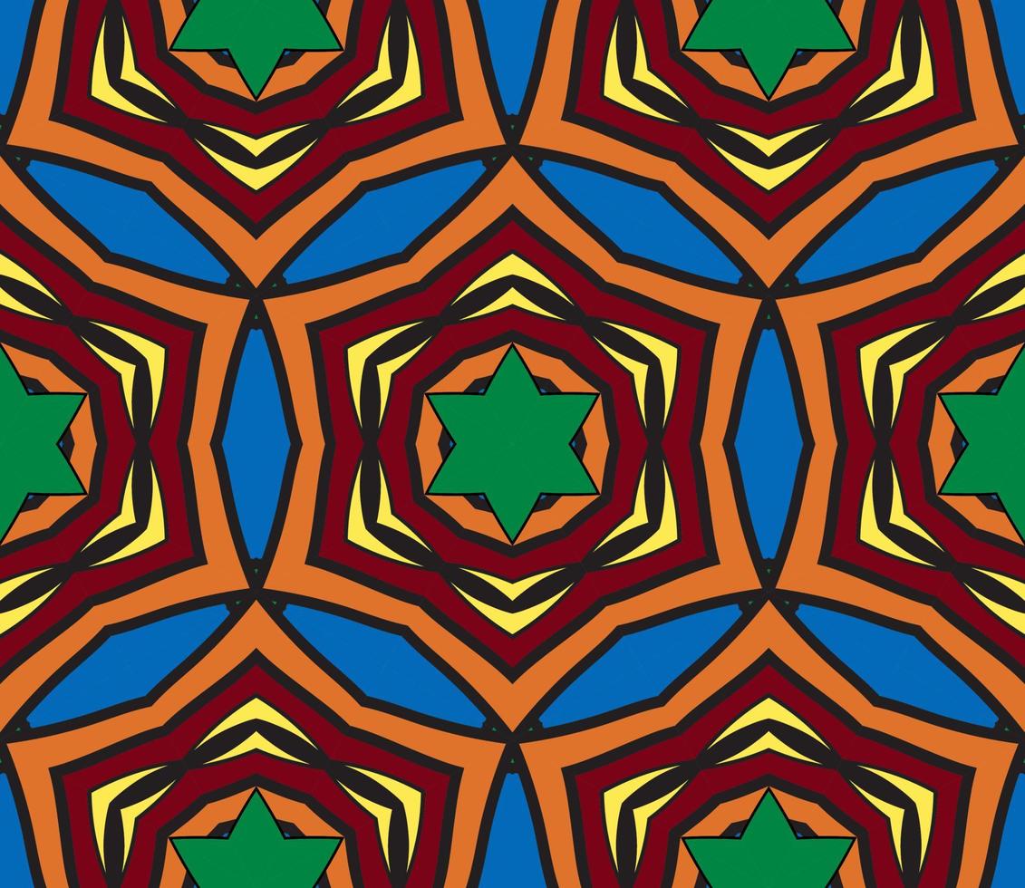 Abstract colorful doodle geometric flower seamless pattern. Floral background. Kaleidoscope mosaic, geo tile of thin line ornament. vector