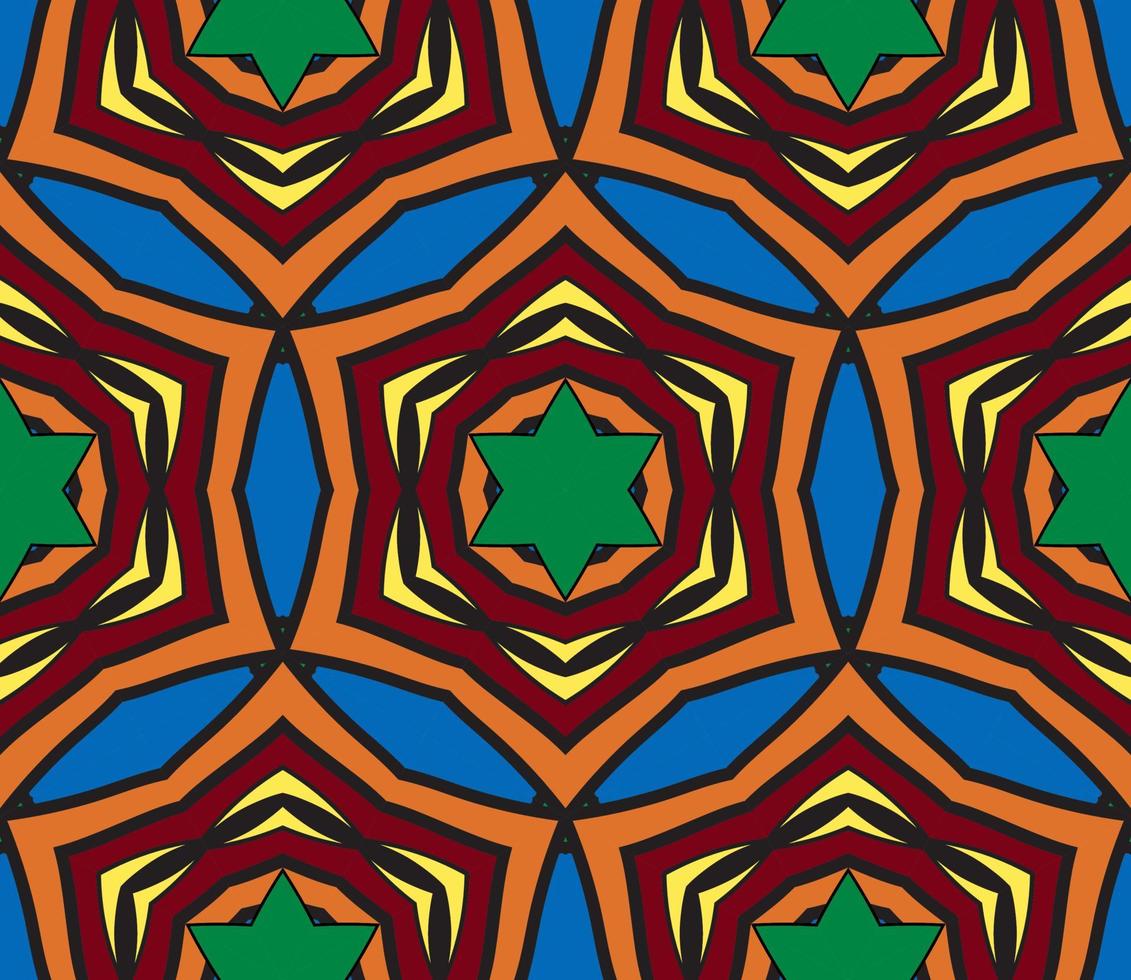 patrón sin costuras de flores geométricas de garabatos coloridos abstractos. fondo floral. mosaico de caleidoscopio, mosaico geo de adorno de línea delgada. vector