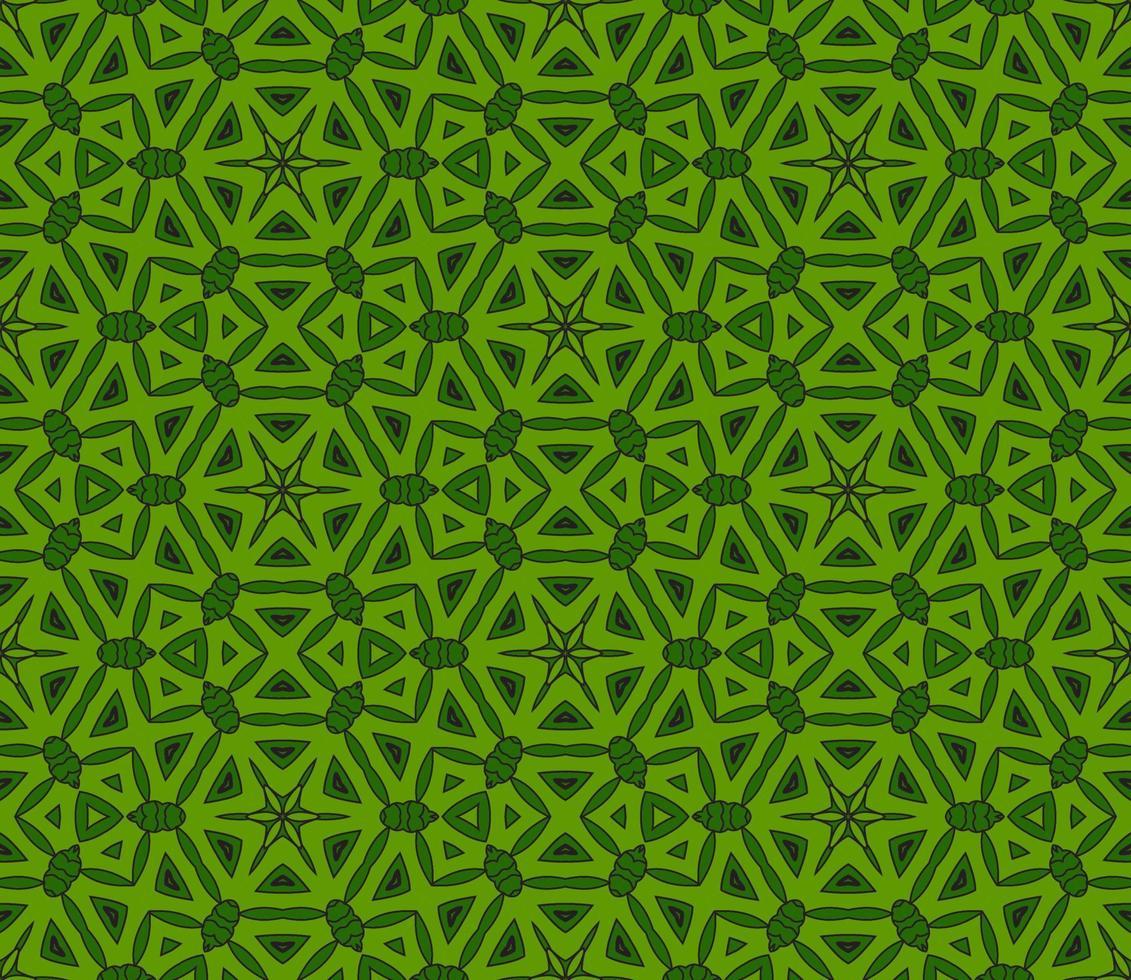 Abstract colorful doodle geometric flower seamless pattern. Floral background. Kaleidoscope mosaic, geo tile of thin line ornament. vector