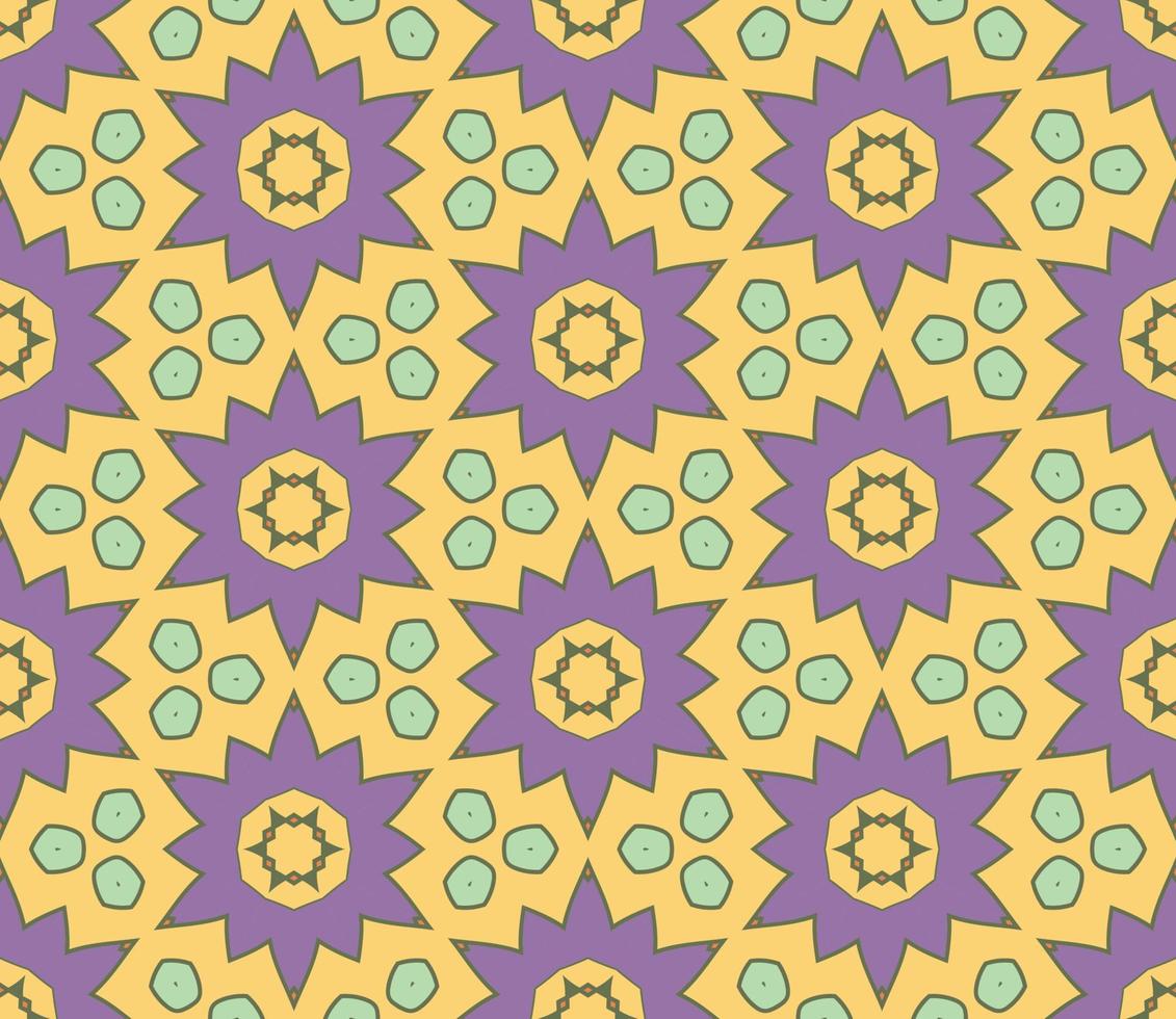 patrón sin costuras de flores geométricas de garabatos coloridos abstractos. fondo floral. mosaico de caleidoscopio, mosaico geo de adorno de línea delgada. vector