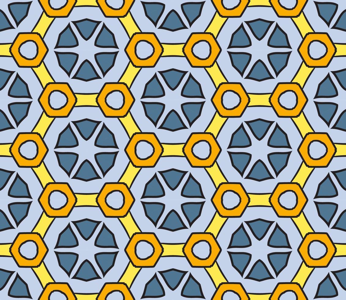 patrón sin costuras de flores geométricas de garabatos coloridos abstractos. fondo floral. mosaico de caleidoscopio, mosaico geo de adorno de línea delgada. vector