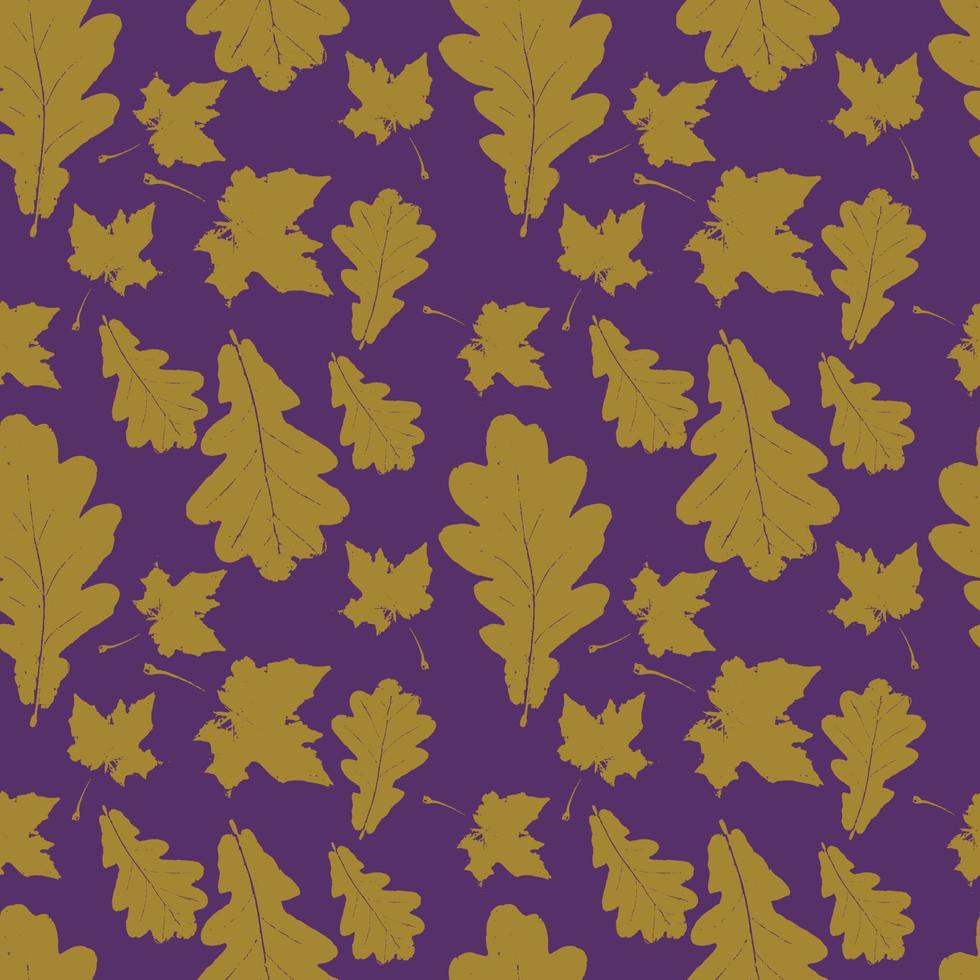 de patrones sin fisuras florales con fondo de hoja de otoño grunge. hojas texturizadas de arce, olmo, roble y álamo temblón. vector