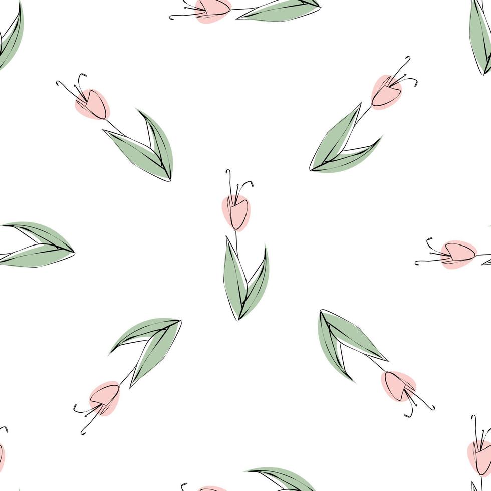 Cute abstract seamless flower pattern. Floral background. vector