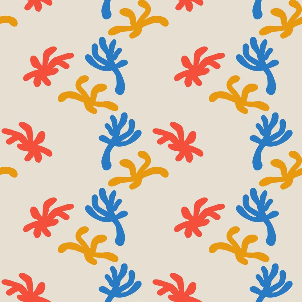 Matisse organic shapes, splashes seamless pattern. Fantasy creative background. Uneven shapes. vector