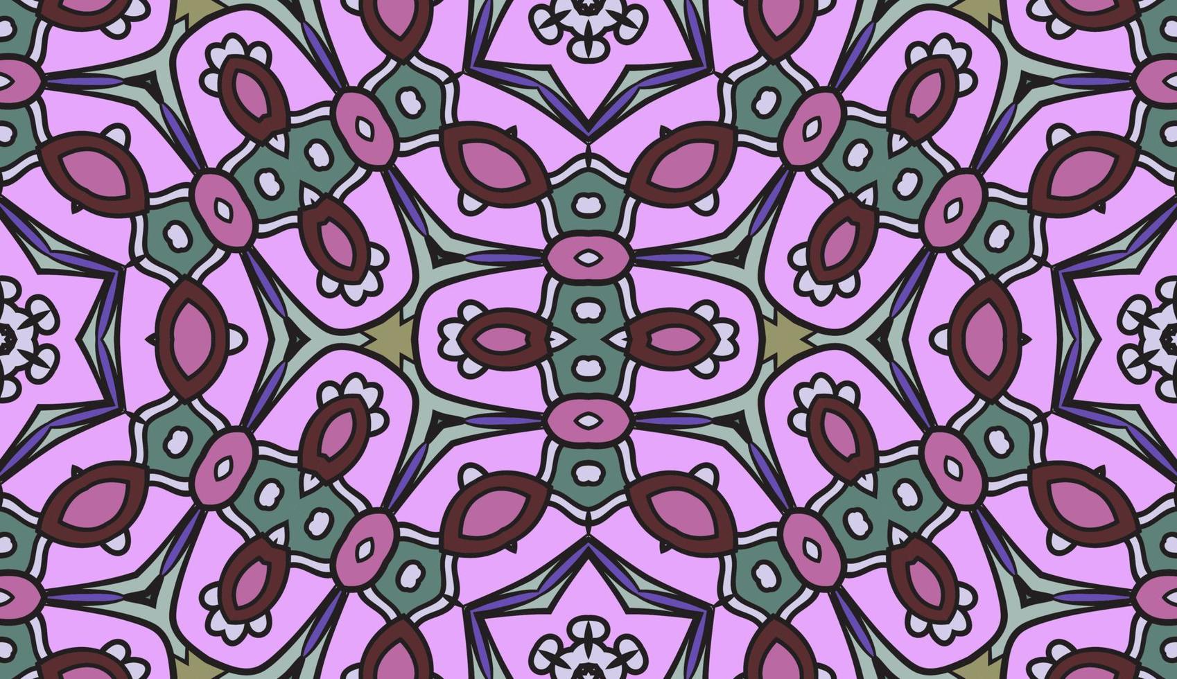 patrón sin costuras de flores geométricas de garabatos coloridos abstractos. fondo floral. mosaico, mosaico geo de adorno de línea delgada. vector