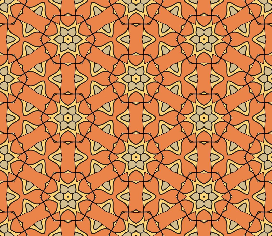 Abstract colorful doodle geometric flower seamless pattern. Floral background. Mosaic, geo tile of thin line ornament. vector