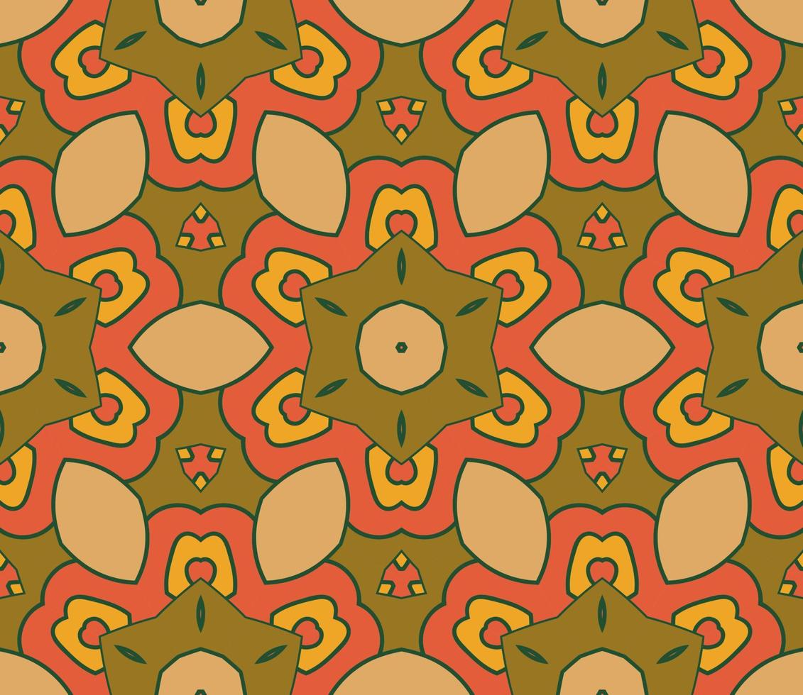 patrón sin costuras de flores geométricas de garabatos coloridos abstractos. fondo floral. mosaico de caleidoscopio, mosaico geo de adorno de línea delgada. vector