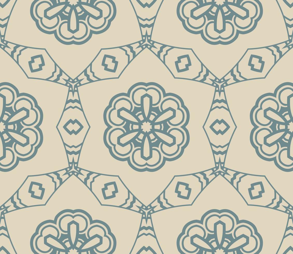 Abstract colorful doodle geometric flower seamless pattern. Floral background. Kaleidoscope mosaic, geo tile of thin line ornament. vector