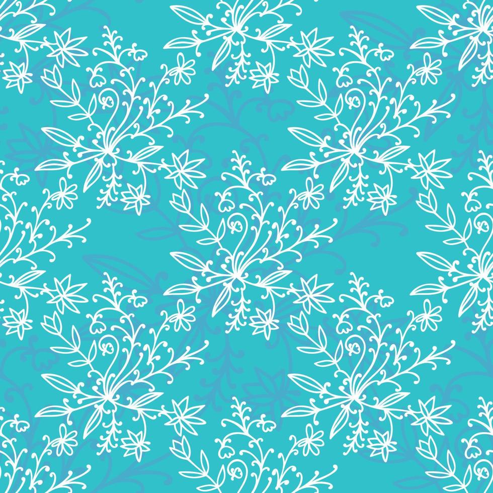 Floral damask seamless pattern with branches and flowers. vector