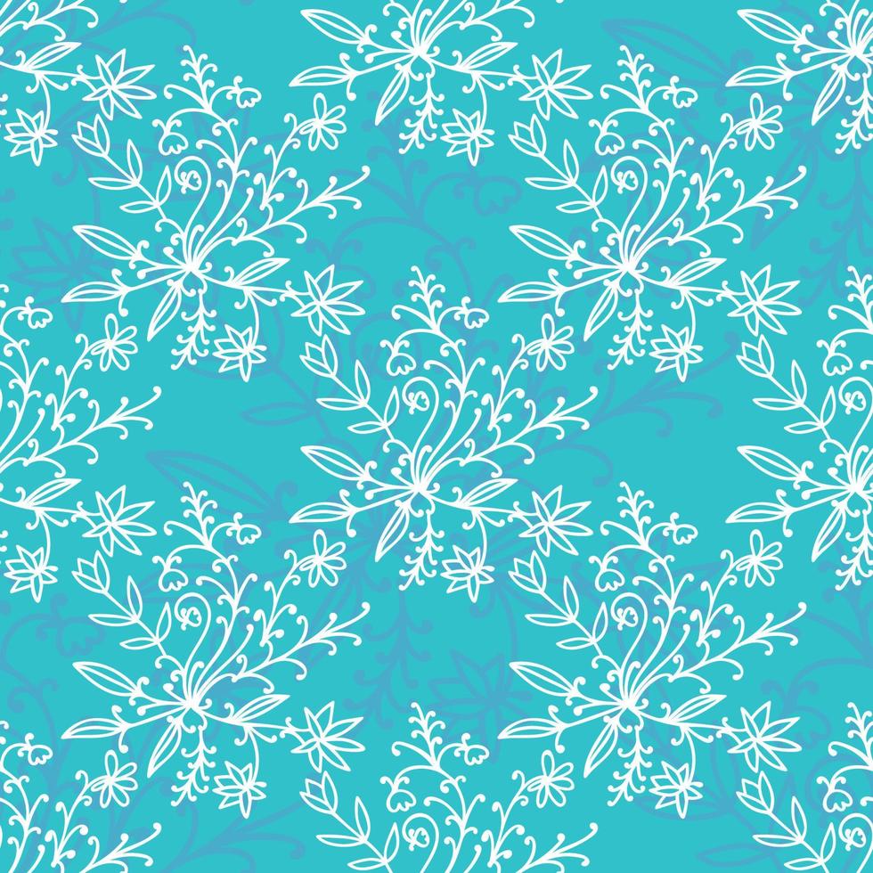 Floral damask seamless pattern with branches and flowers. vector