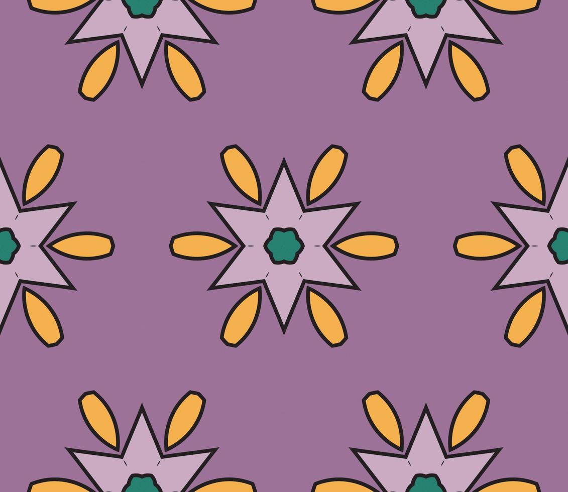 Abstract colorful doodle geometric flower seamless pattern. Floral background. Kaleidoscope mosaic, geo tile of thin line ornament. vector
