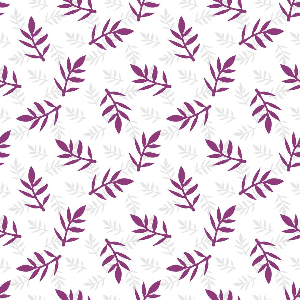 Cute cartoon flower seamless pattern. Background with plant, branch, leaves. Wrapping paper, textile. vector