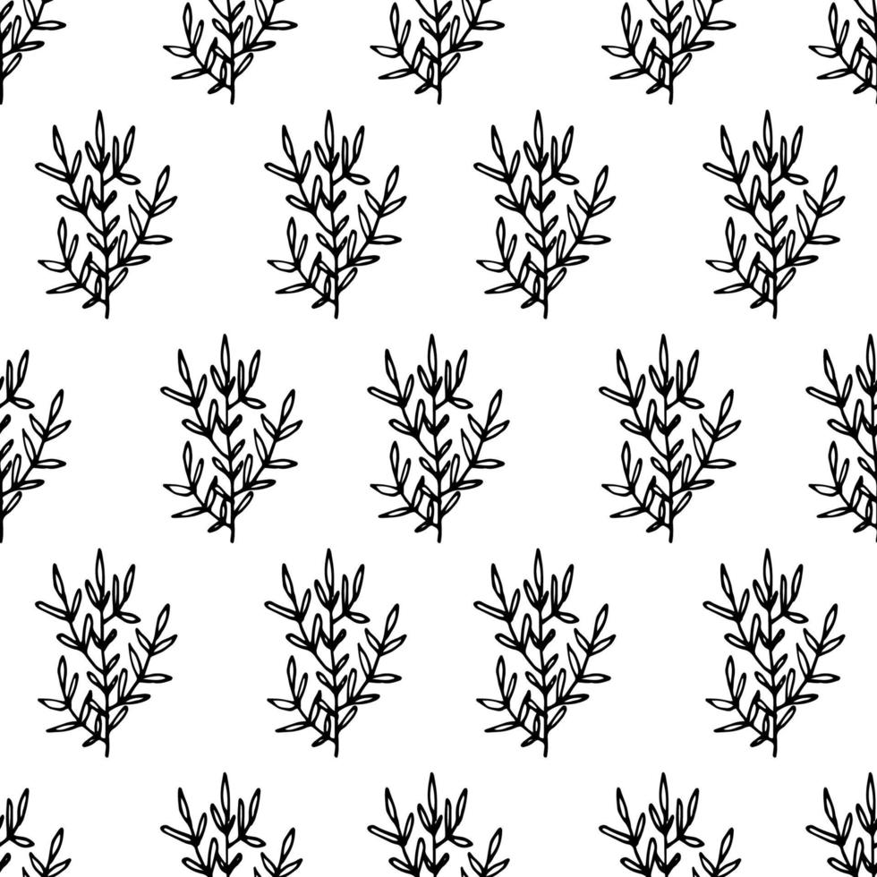 Cute cartoon flower seamless pattern. Background with plant, branch, leaves. Wrapping paper, textile. vector