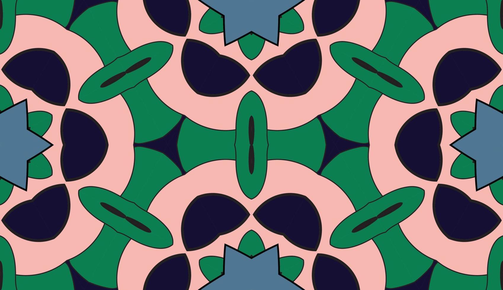 Abstract colorful doodle geometric flower seamless pattern. Floral background. Kaleidoscope mosaic, geo tile of thin line ornament. vector