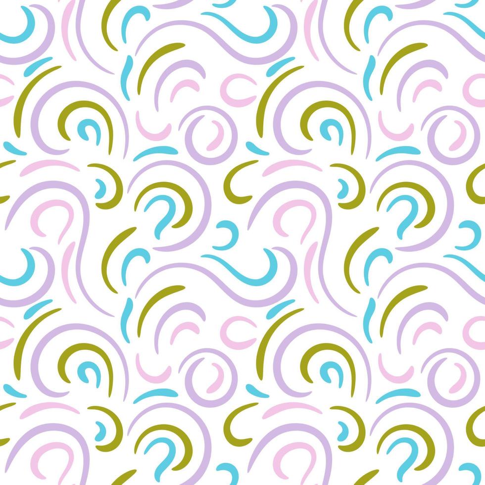 Abstract hand drawn doodle thin line wavy seamless pattern. Curly linear messy background. vector