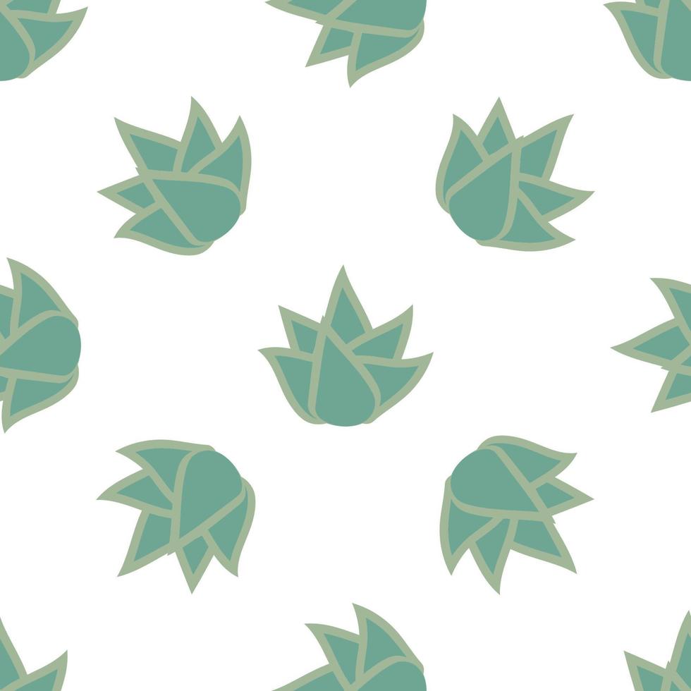 Seamless pattern with succulent flower on white background. vector