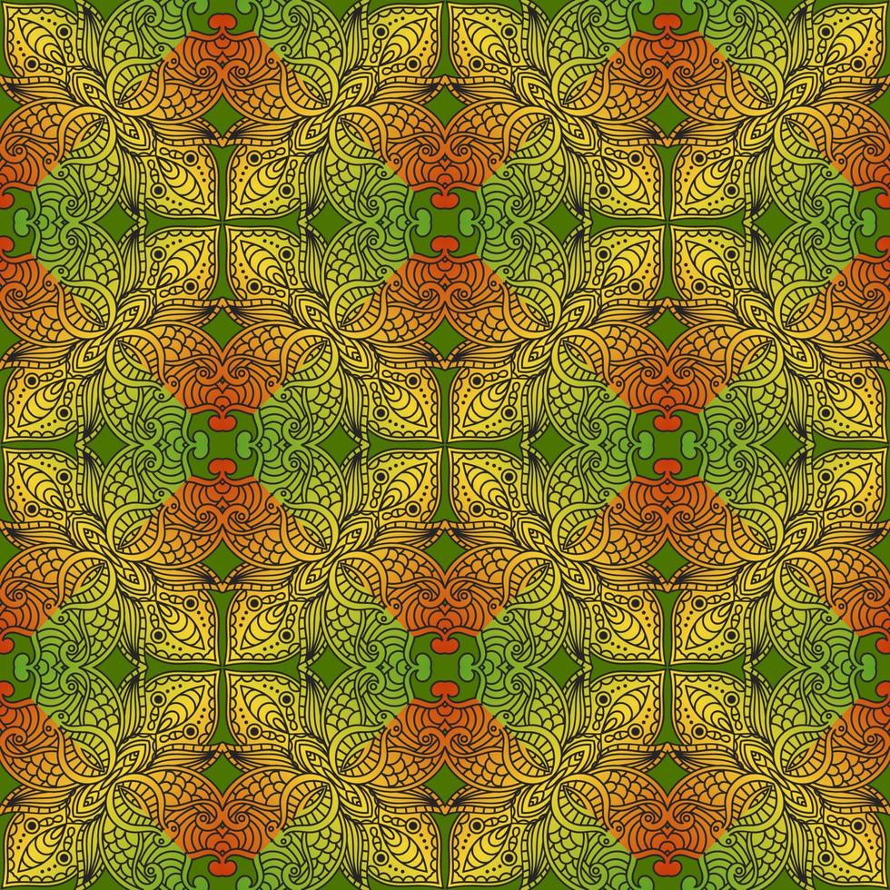 damasco floral abstracto de patrones sin fisuras. fondo de mosaico de fantasía. flor, mosaico de hojas. papel de regalo. vector