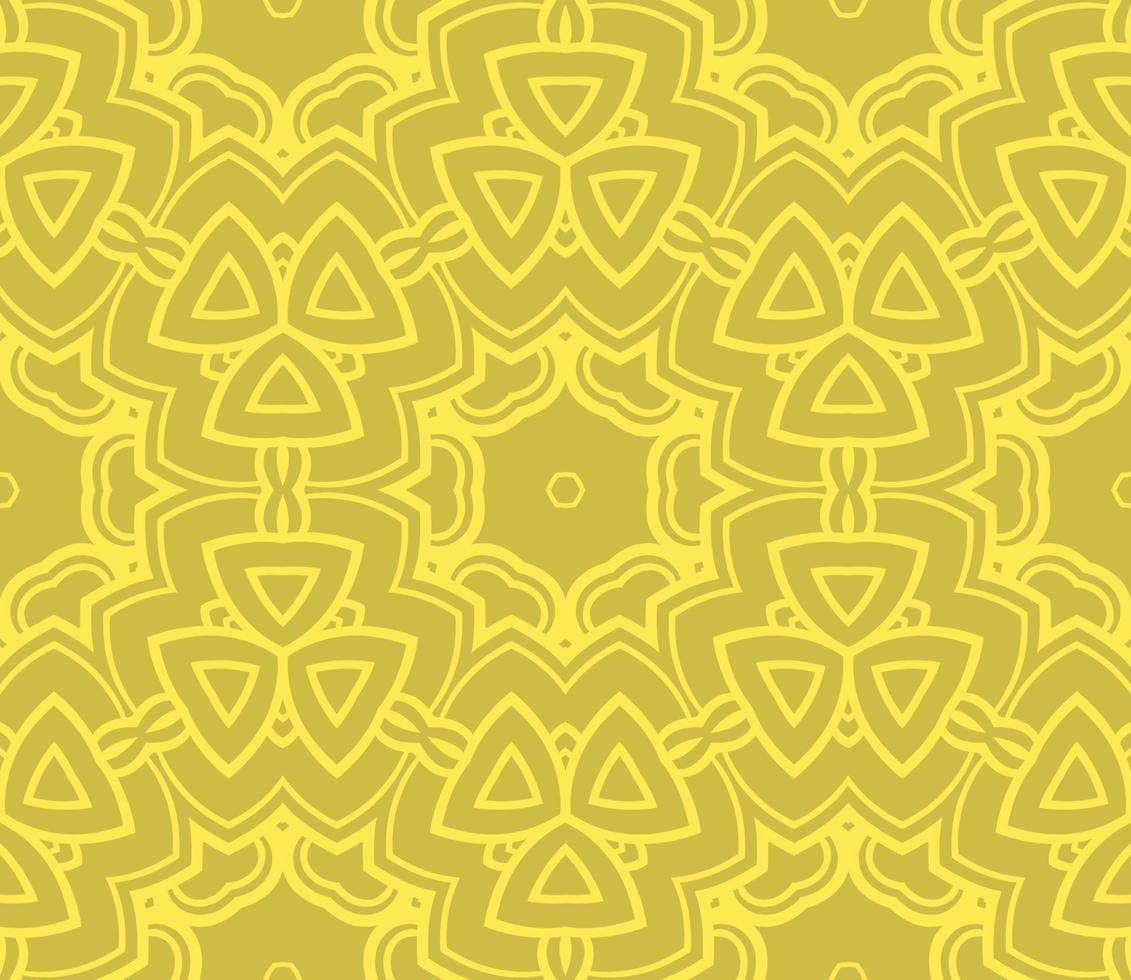 Abstract colorful doodle geometric flower seamless pattern. Floral background. Kaleidoscope mosaic, geo tile of thin line ornament. vector
