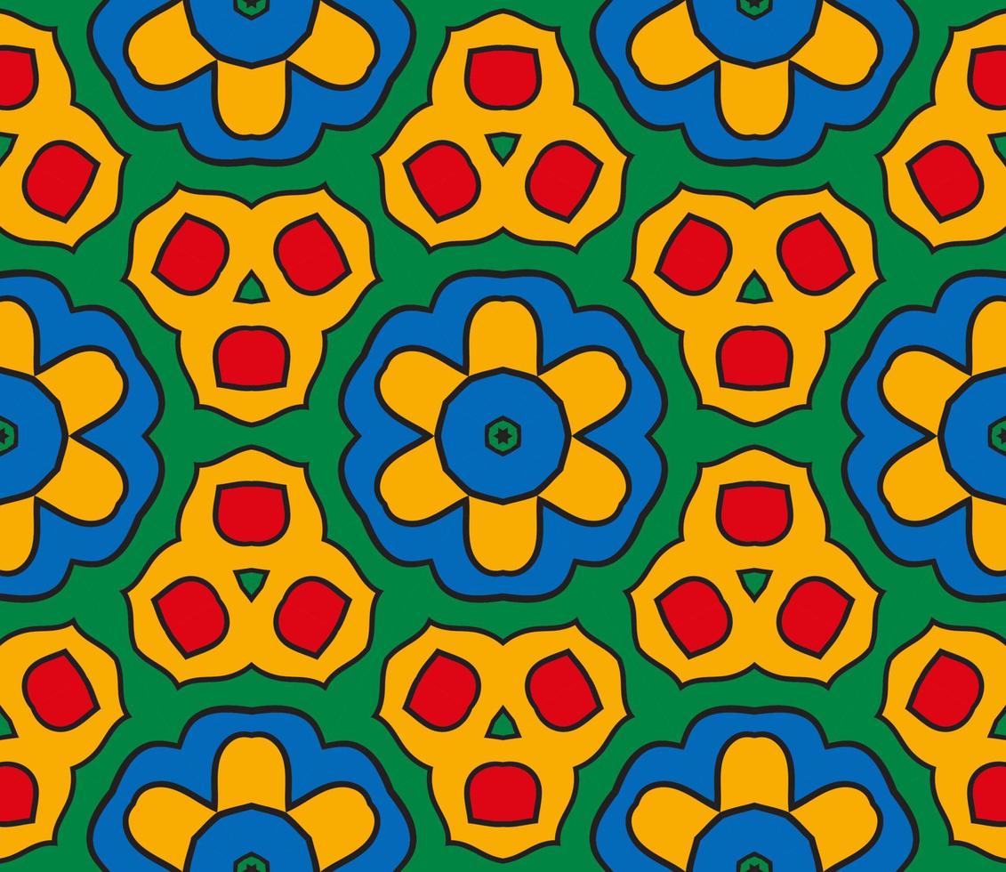 patrón sin costuras de flores geométricas de garabatos coloridos abstractos. fondo floral. mosaico de caleidoscopio, mosaico geo de adorno de línea delgada. vector