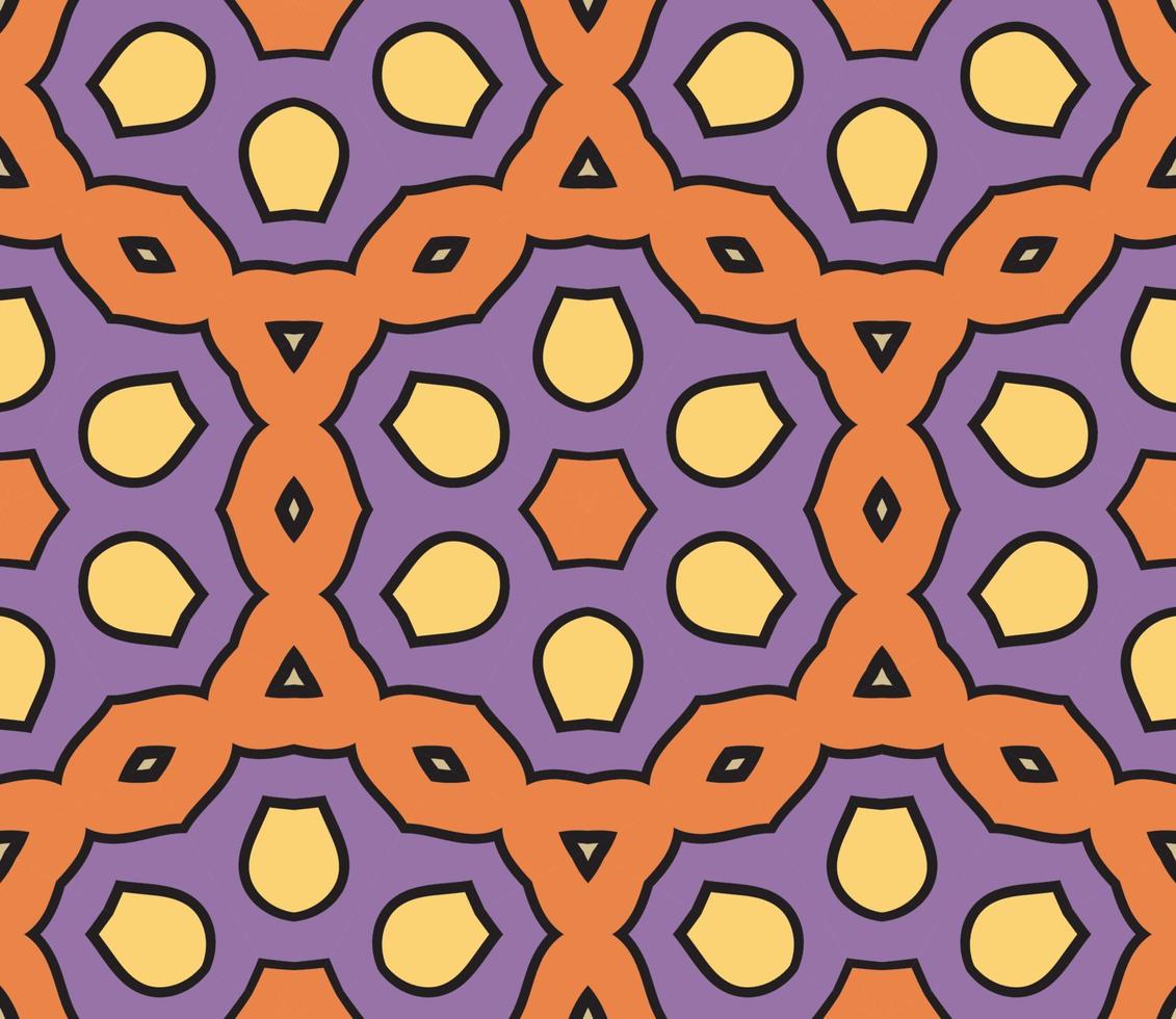 Abstract colorful doodle geometric flower seamless pattern. Floral background. Kaleidoscope mosaic, geo tile of thin line ornament. vector