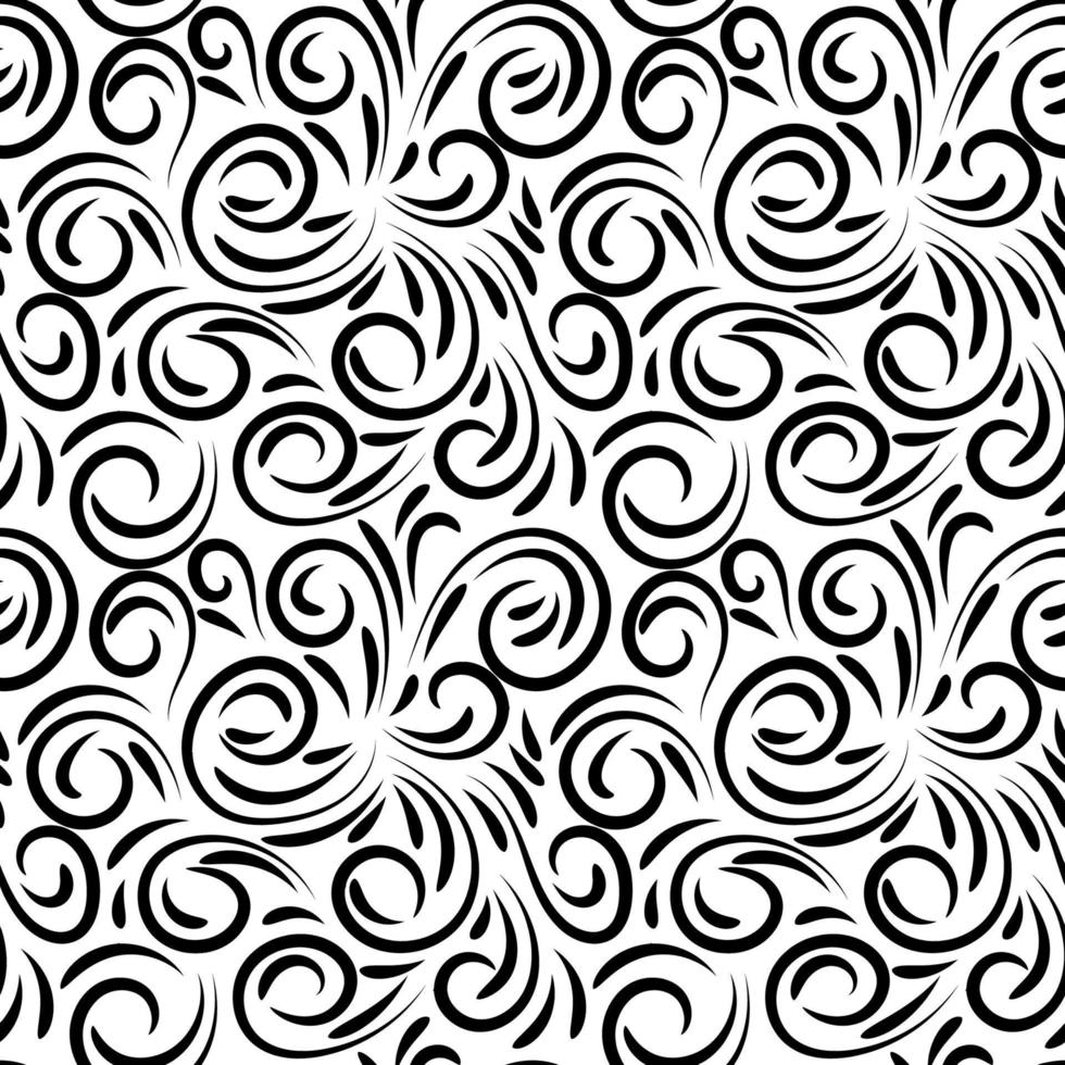 Abstract  hand drawn doodle thin line wavy seamless pattern. Curly linear messy background. vector