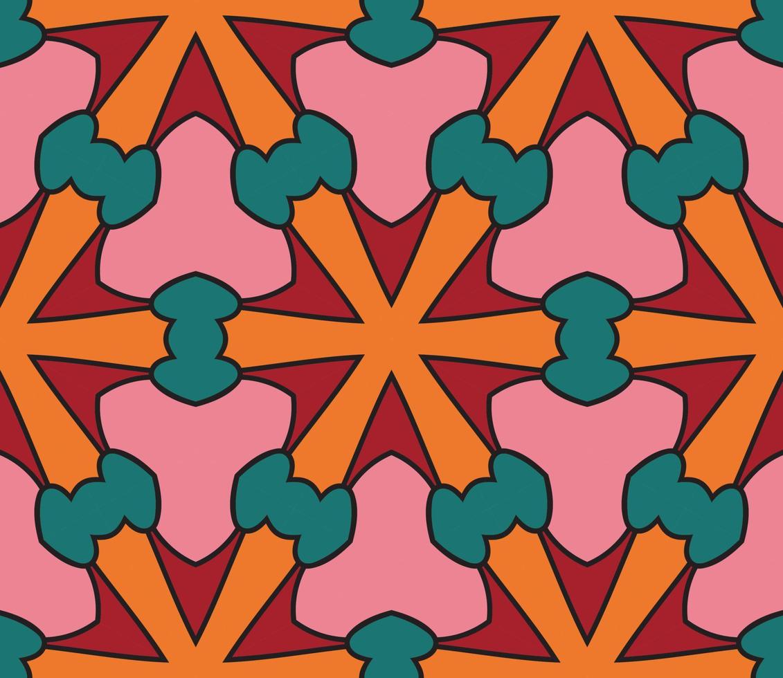 patrón sin costuras de flores geométricas de garabatos coloridos abstractos. fondo floral. mosaico de caleidoscopio, mosaico geo de adorno de línea delgada. vector