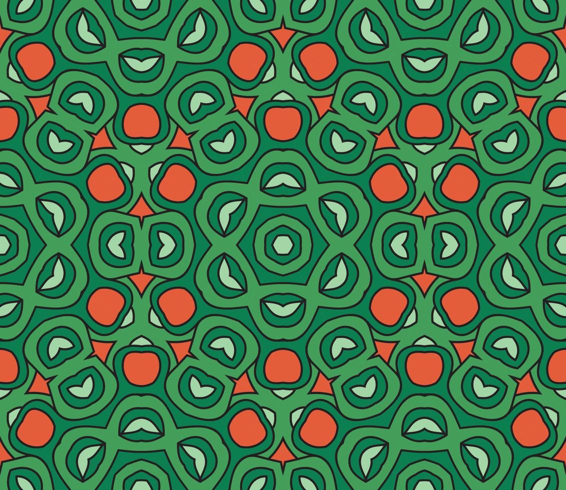 Abstract colorful doodle geometric flower seamless pattern. Floral background. Kaleidoscope mosaic, geo tile of thin line ornament. vector
