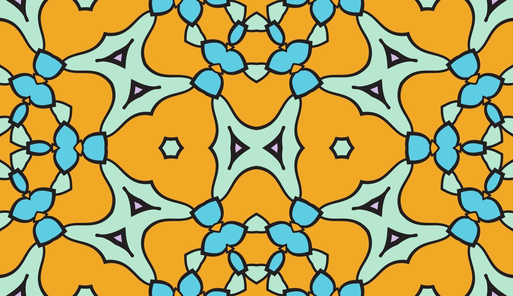 patrón sin costuras de flores geométricas de garabatos coloridos abstractos. fondo floral. mosaico de caleidoscopio, mosaico geo de adorno de línea delgada. vector