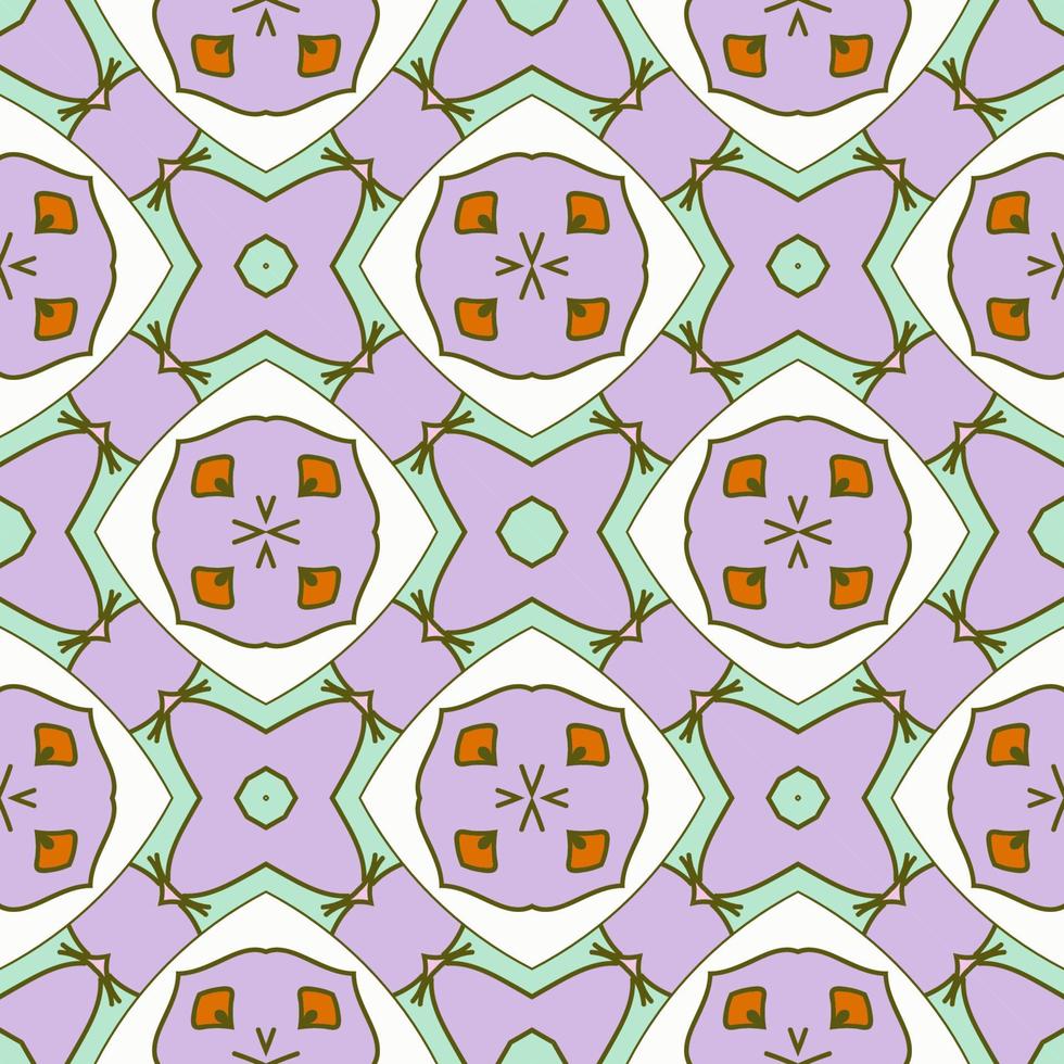 patrón sin costuras de flores geométricas de garabatos coloridos abstractos. fondo floral. mosaico de caleidoscopio, mosaico geo de adorno de línea delgada. vector