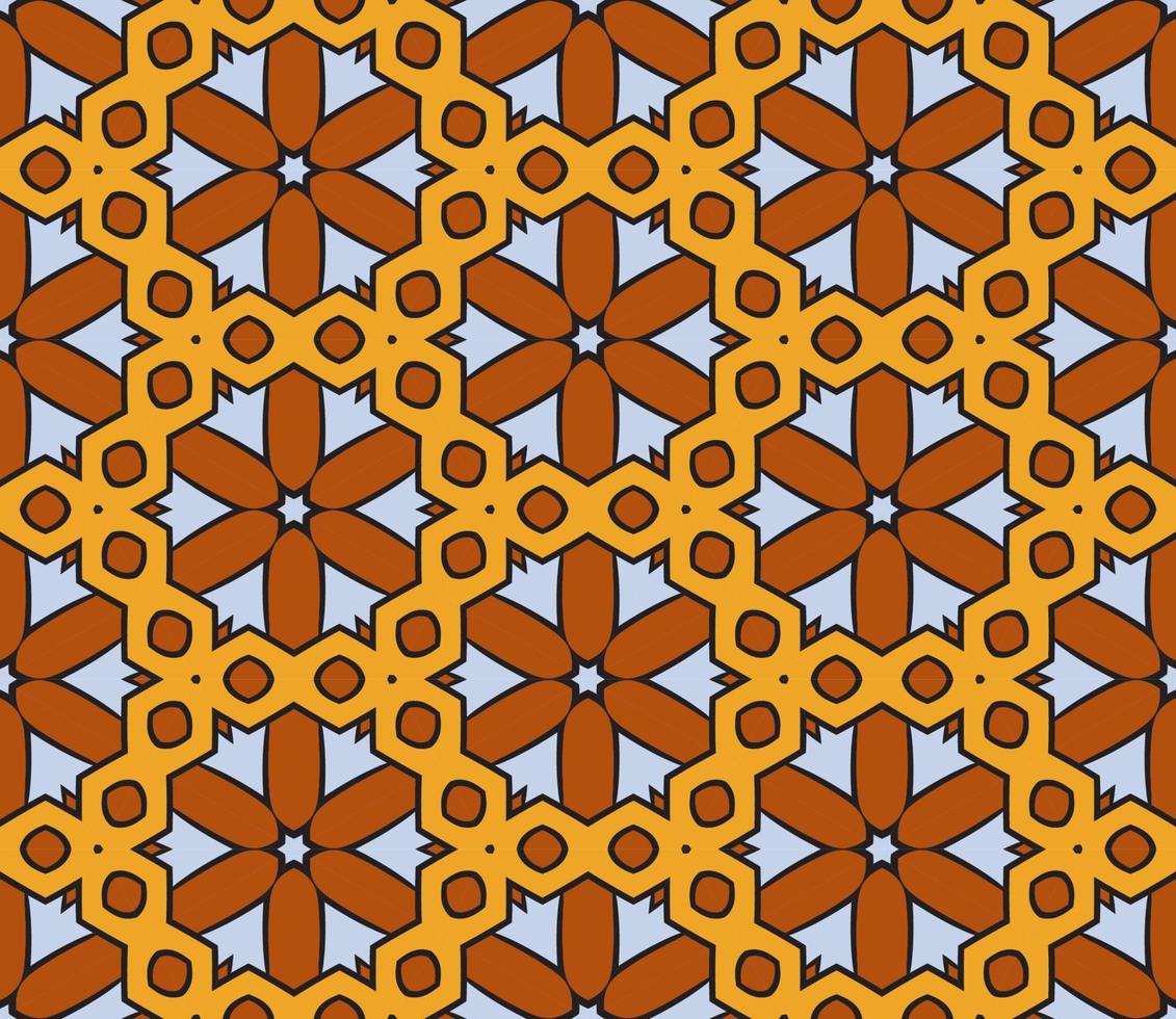 Abstract colorful doodle geometric flower seamless pattern. Floral background. Kaleidoscope mosaic, geo tile of thin line ornament. vector