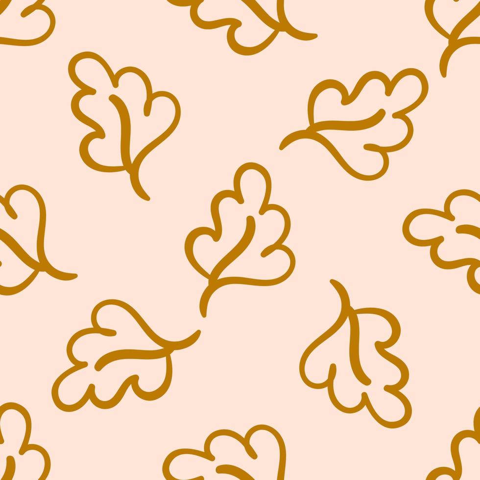 Floral seamless pattern with oak leaves. Autumn background with foliage, petals for wrapping paper. vector