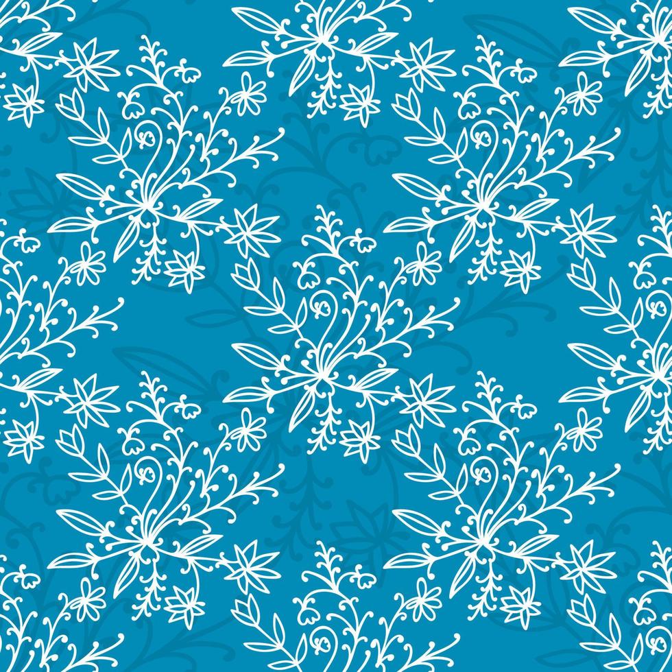 Floral damask seamless pattern with branches and flowers. vector