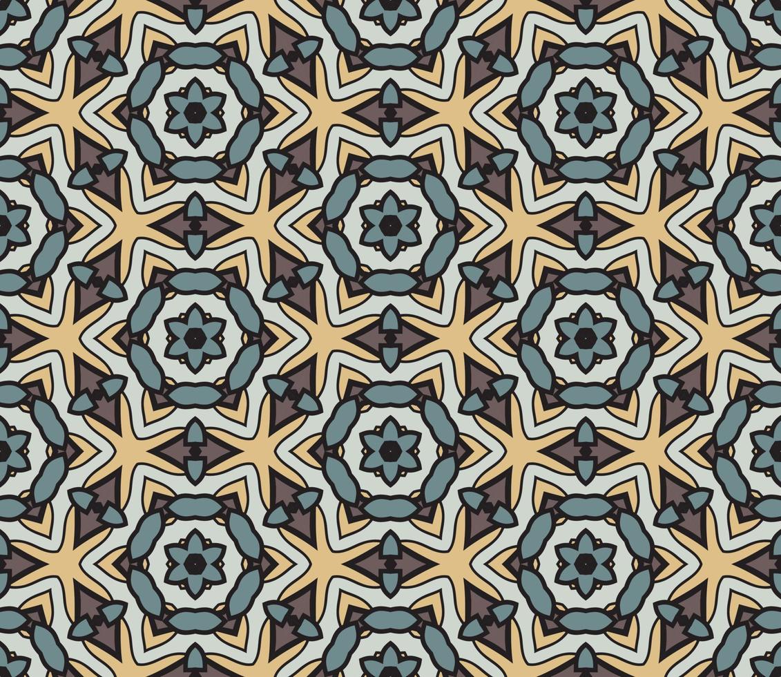 patrón sin costuras de flores geométricas de garabatos coloridos abstractos. fondo floral. mosaico de caleidoscopio, mosaico geo de adorno de línea delgada. vector