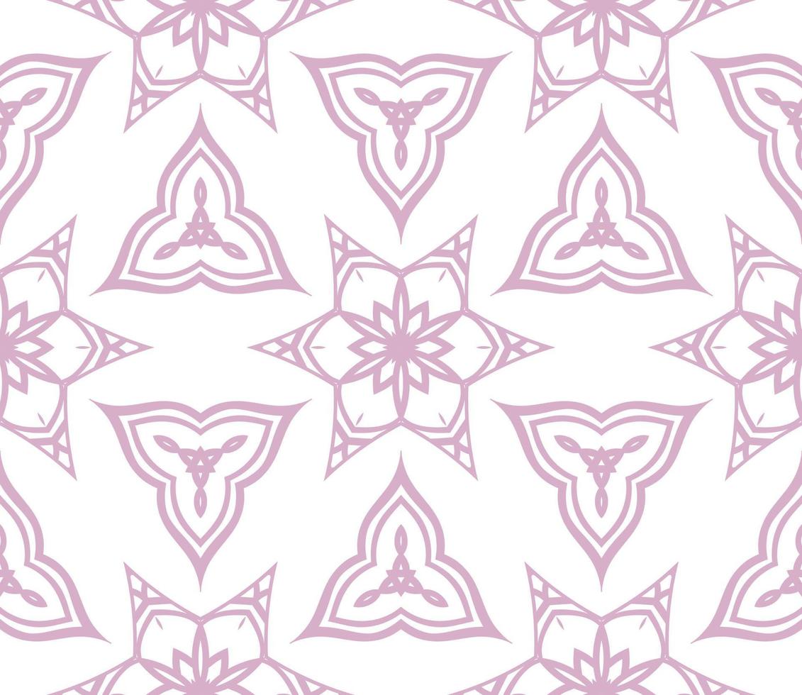 Abstract colorful doodle geometric flower seamless pattern. Floral background. Kaleidoscope mosaic, geo tile of thin line ornament. vector