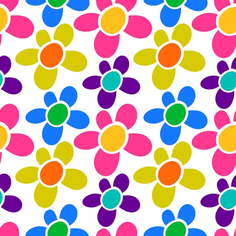 Abstract floral seamless pattern isolated on white background. Bright flowers. vector