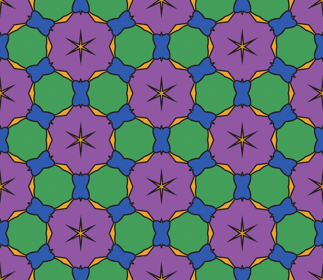 patrón sin costuras de flores geométricas de garabatos coloridos abstractos. fondo floral. mosaico de caleidoscopio, mosaico geo de adorno de línea delgada. vector