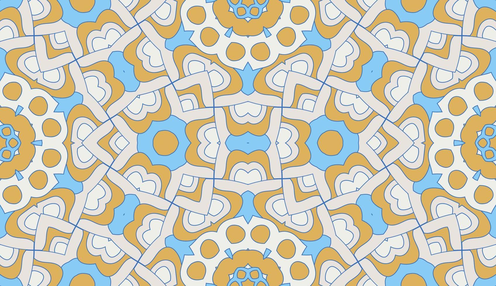 Abstract colorful doodle geometric flower seamless pattern. Floral background. Kaleidoscope mosaic, geo tile of thin line ornament. vector