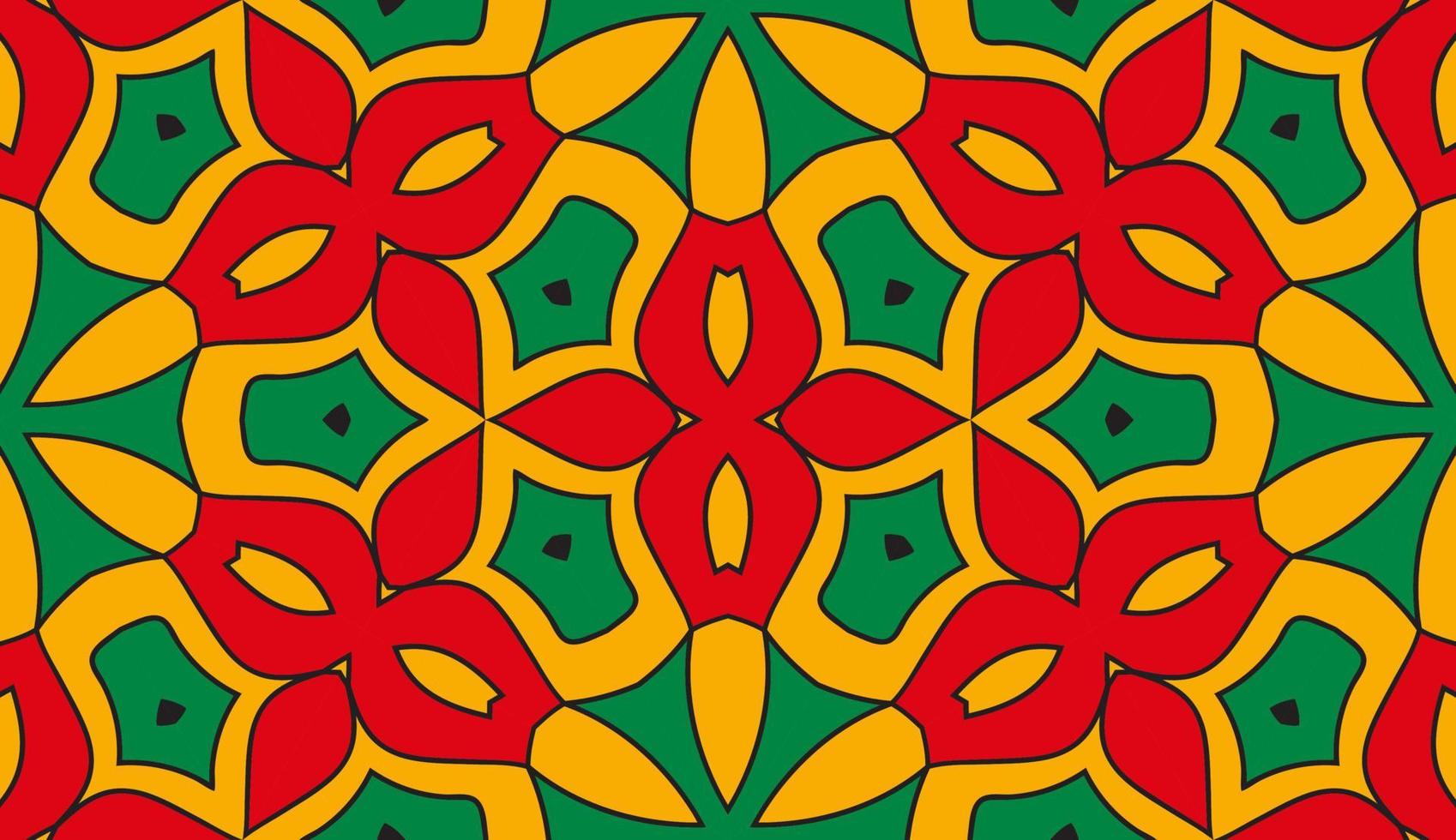 Abstract colorful doodle geometric flower seamless pattern. Floral background. Kaleidoscope mosaic, geo tile of thin line ornament. vector