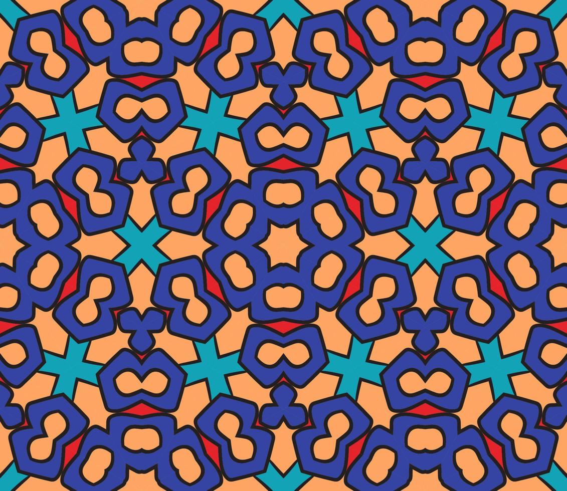 patrón sin costuras de flores geométricas de garabatos coloridos abstractos. fondo floral. mosaico de caleidoscopio, mosaico geo de adorno de línea delgada. vector