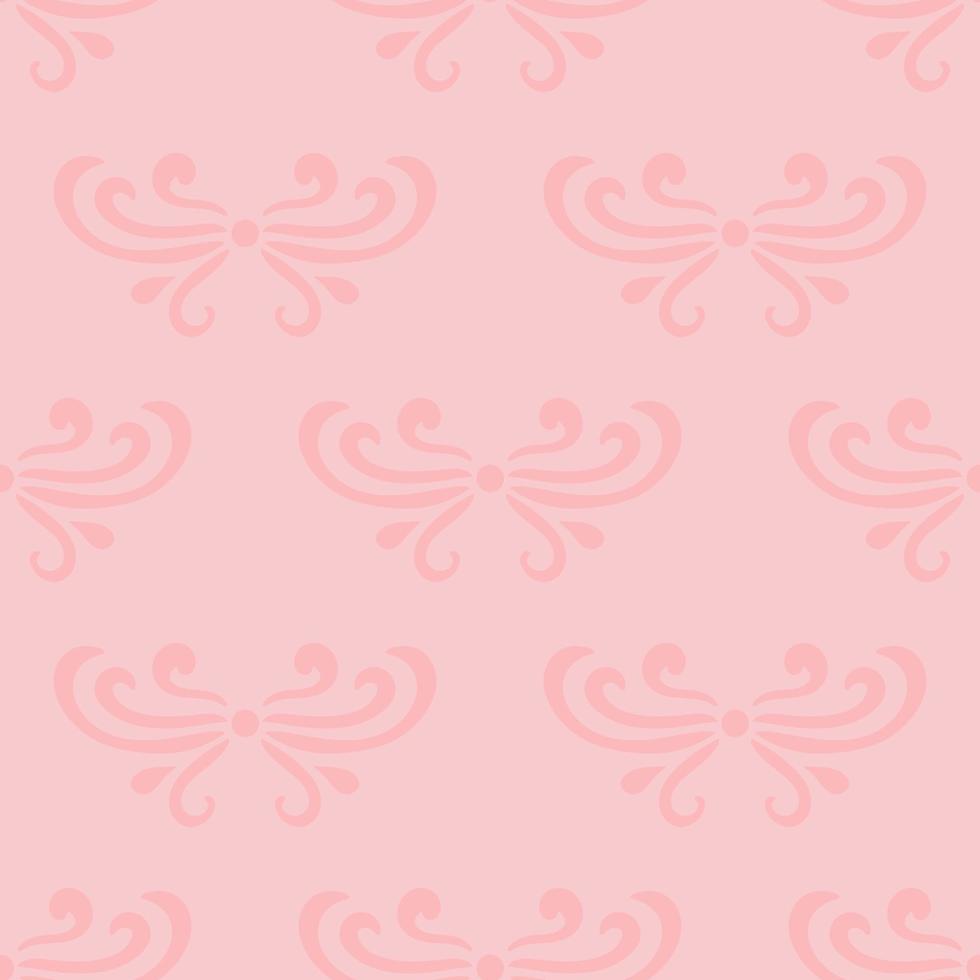 Pastel pink abstract damask seamless pattern of curls in retro style. Floral vintage background. Art nouveau style design. vector