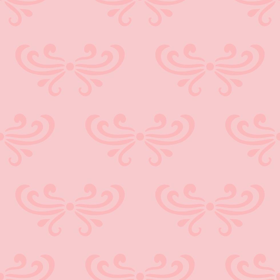 Pastel pink abstract damask seamless pattern of curls in retro style. Floral vintage background. Art nouveau style design. vector