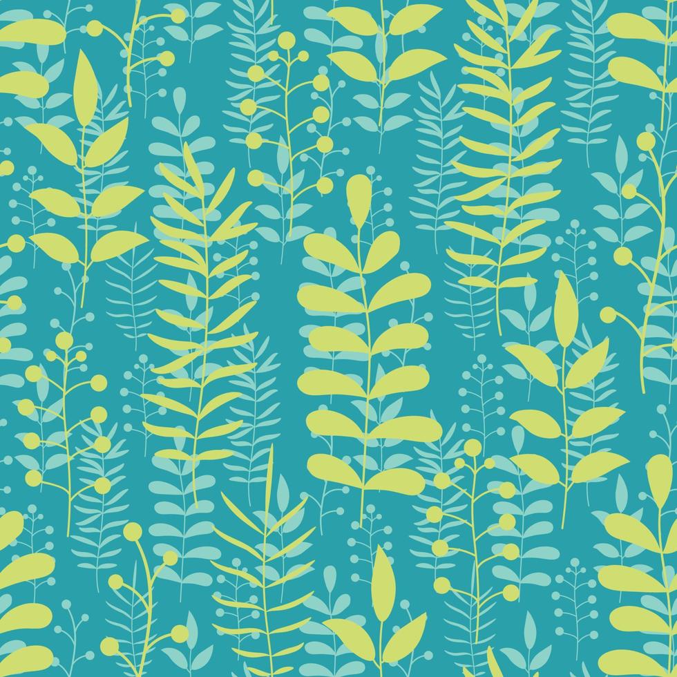 Floral seamless pattern with branches and leaves. vector