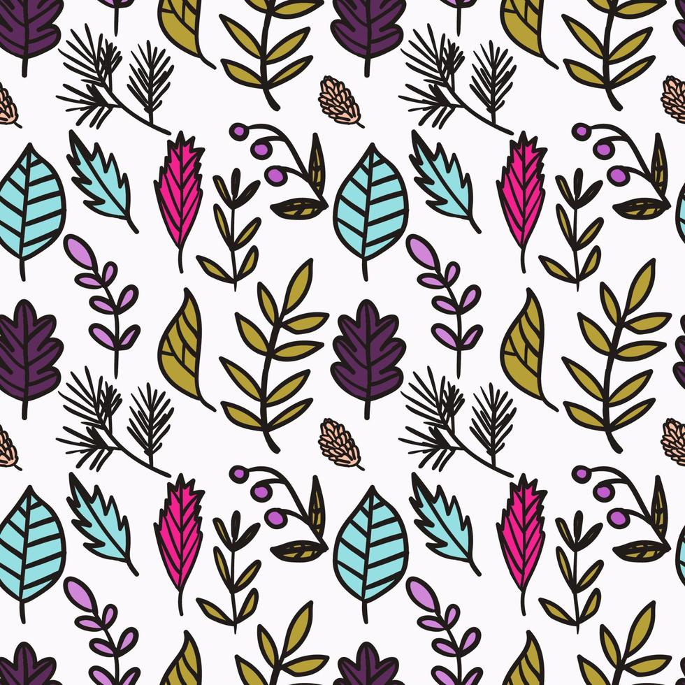 Floral seamless pattern with branches and leaves. vector