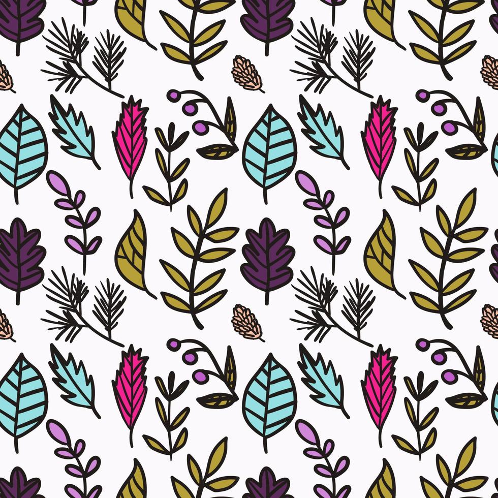 Floral seamless pattern with branches and leaves. vector