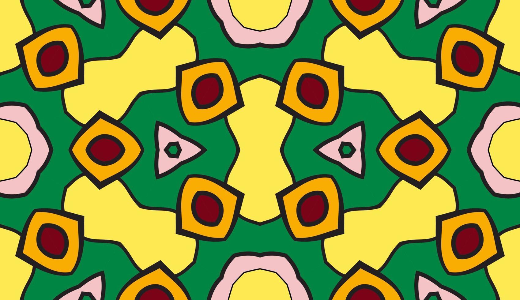 patrón sin costuras de flores geométricas de garabatos coloridos abstractos. fondo floral. mosaico de caleidoscopio, mosaico geo de adorno de línea delgada. vector