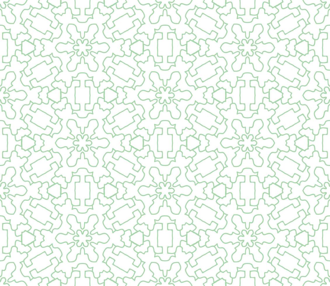 Abstract colorful doodle geometric flower seamless pattern. Floral background. Kaleidoscope mosaic, geo tile of thin line ornament. vector